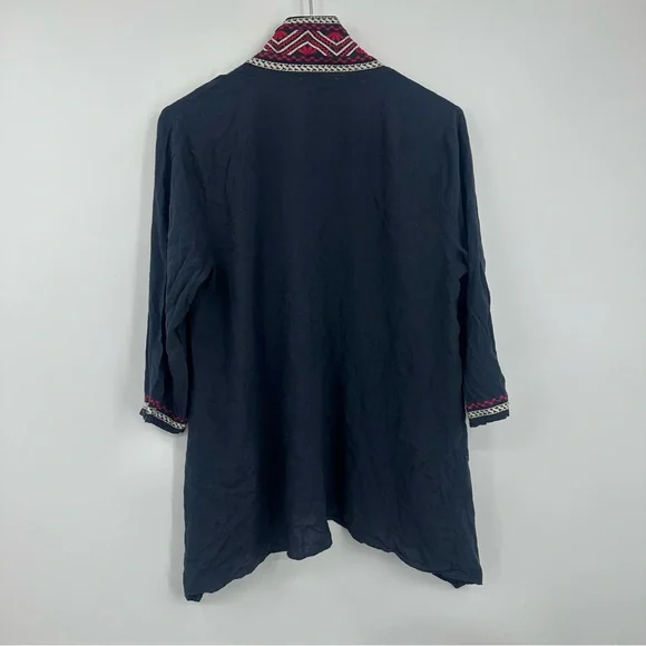 Andree By Unit Blue Embroidered Floral Boho Open Front Cardigan Size Large Fairy - Picture 6 of 8